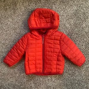 Cat & Jack, red puffer coat, size 12 months. Worn one time.